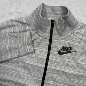 Nike Full Zip Sweatshirt Jacket Women L Gray Space Dye Logo Mock Neck Advance 15